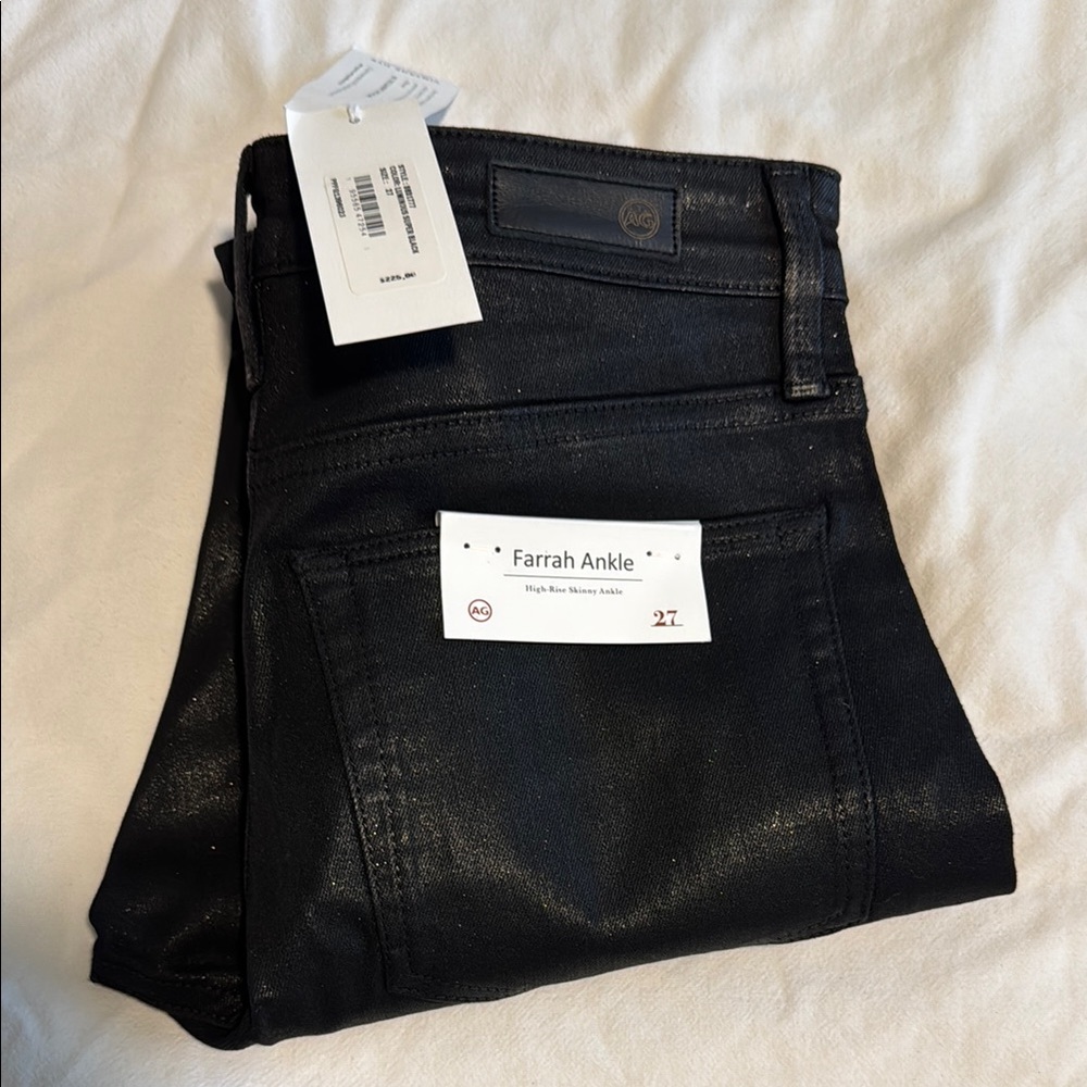 NWT AG Farrah Ankle Luminous Super Black Women's Black Jeans